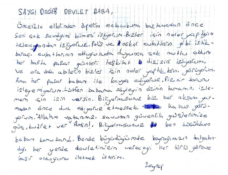 Çocuklardan Milli İstihbarat Teşkilatı'na mektuplar